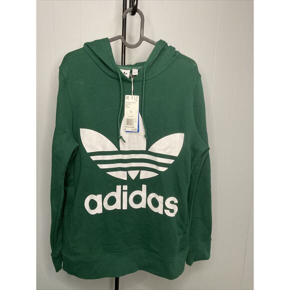 NWT Adidas Trefoil Green Hoodie Size Small Front Pocket - Picture 1 of 5